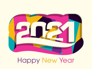 Happy new year 2021 Text Design vector.