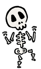 Surprised Skeleton : Hand drawn vector illustration like woodblock print
