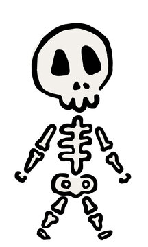 Skeleton walking : Hand drawn vector illustration like woodblock print