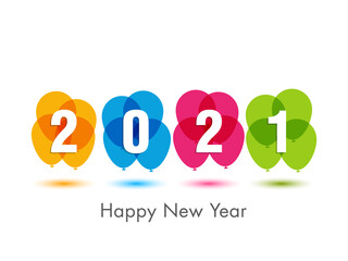 Happy new year 2021 Text Design vector.