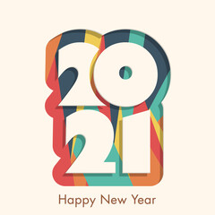 Happy new year 2021 Text Design vector.