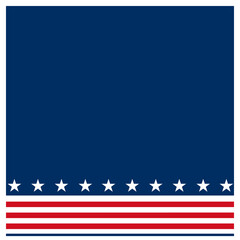 American flag symbols border with dark blue empty space for text.	
