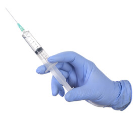 Hand  in medical glove with syringe