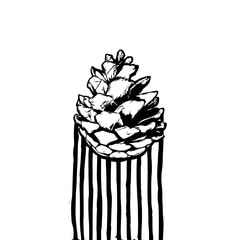 Flat illustration - Pine cone for Christmas decore