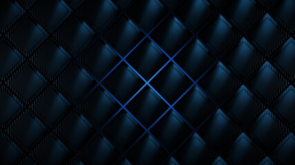 Dark blue futuristic cubes background, 3d render illustration