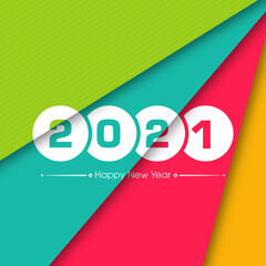 Happy new year 2021 Text Design vector.