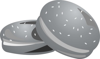 Two sesame seed burger buns.