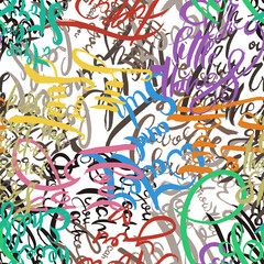 Graffiti background seamless pattern. Hand style tagging
