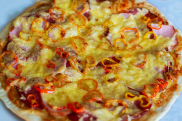 Cooking pizza. Homemade pizza. Pizza close-up.