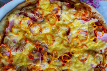 Cooking pizza. Homemade pizza. Pizza close-up.