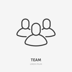 Teem flat line icon. Work group vector illustration. Thin sign of business teamwork, person pictogram
