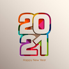Happy new year 2021 Text Design vector.