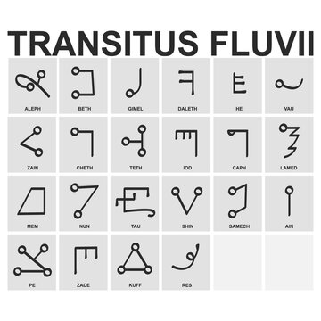 vector icon set with Ancient Occult  Alphabet Transitus Fluvii for your project