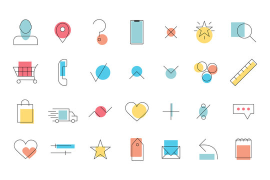 Simple colorful icons for websites on white background vector illustration 