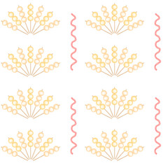 Meatball in wooden stick with sauce repeat pattern and seamless vector