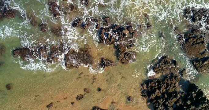 Aerial view of beach, Gijon, Asturias, Spain