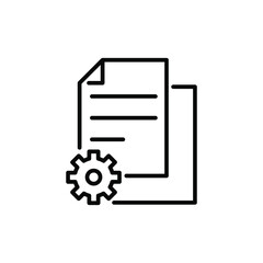 Setting document file line icon. Cog, gear, industrial, machine, wheel thine line on white background. Vector illustration eps10.