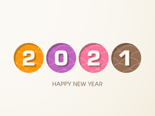 Happy new year 2021 Text Design vector.