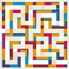 Labyrinth colored, playful, seamless pattern, vector graphics