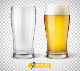 Verres de bière vectoriels sur fond transparent