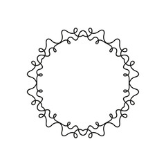 Vector round frame made of wavy intersecting lines. Vintage decorative element.