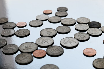 동전들 십원 오십원 백원 오백원