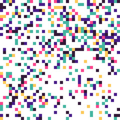 Multi colored pixelation. Vector background with colored pixel grid. Glitch pixel texture.