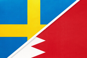 Sweden and Bahrain, symbol of national flags from textile.