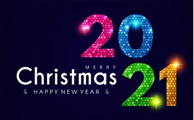 2021 Happy New Year banner with shining sequins effect. Countdown header with number