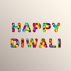 Happy Diwali greeting card with intricate calligraphy and illuminated Diwali lamp.