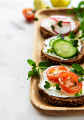 Sandwiches with healthy vegetables and micro greens