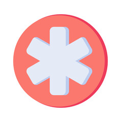 Medical emergency flat icon, vector sign, medical star colorful pictogram isolated on white. Symbol, logo illustration. Flat style design