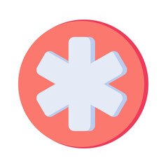 Obraz premium Medical emergency flat icon, vector sign, medical star colorful pictogram isolated on white. Symbol, logo illustration. Flat style design