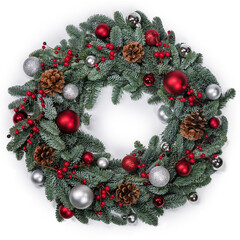 Fototapeta premium Christmas fir wreath isolated