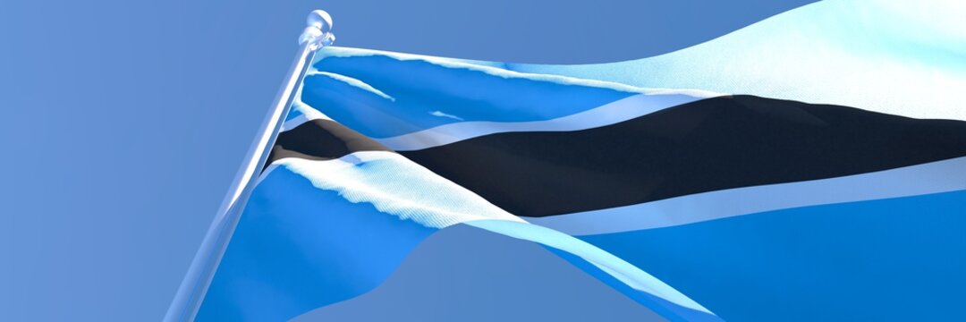 3D rendering of the national flag of Botswana waving in the wind