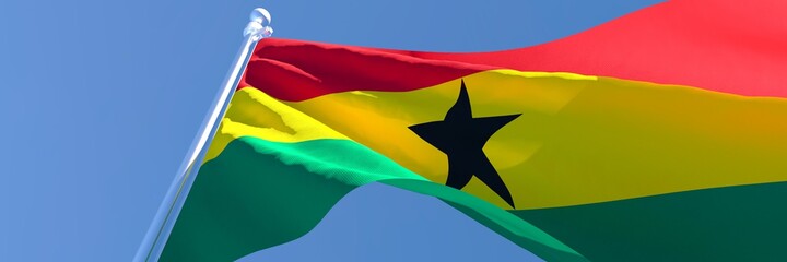 3D rendering of the national flag of Ghana waving in the wind