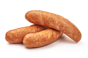 German bratwurst sausages, isolated on white background