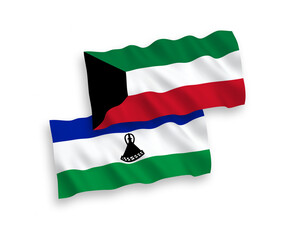 Flags of Lesotho and Kuwait on a white background