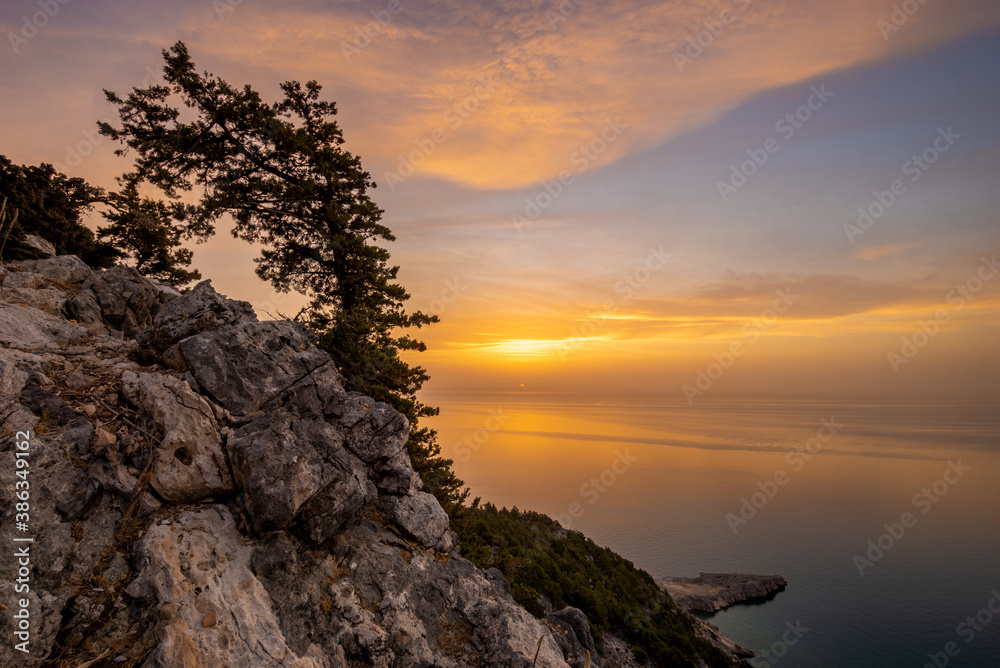 Wall mural rhodes island landscape at sunrise