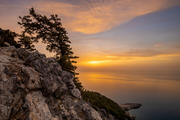Rhodes island landscape at sunrise