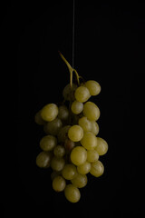 Portrait of grapes on black background