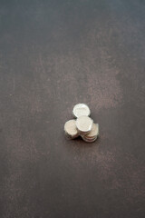 Coins of Malaysia. Financial Planning concept .The coins are arranged in value. Wrapped with clear tape for easy exchange at the shop. © ellinnur