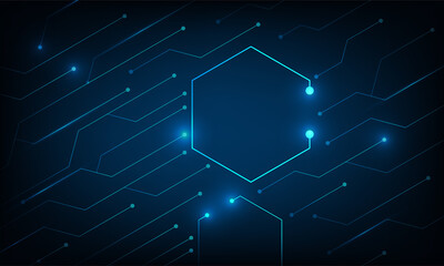 Obraz premium Abstract background concept linear and polygonal pattern shapes on dark blue background. Illustration Vector design digital technology.