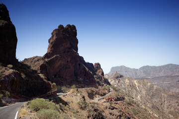 The Roque Bentayga is very characteristic (with the Roque Nublo) of the Gran Canaria volcanic relief. Canary Islands, Spain.