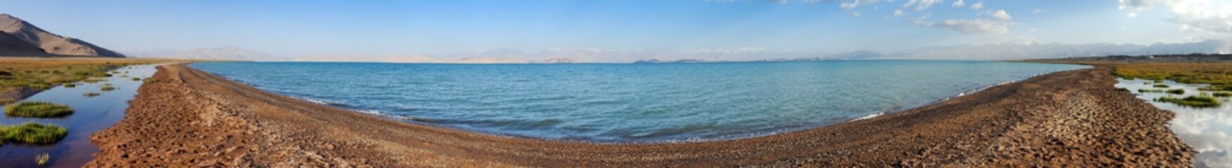Karakul lake and Pamir range in Tajikistan