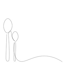 Spoons line drawing, vector illustration