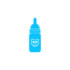 Baby milk bottle icon flat.