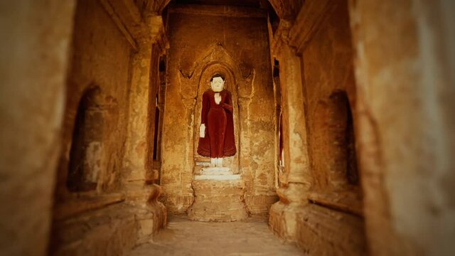 Interior of the ancient temples in Bagan eim ya kyaung Myanmar