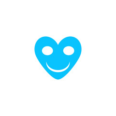 Smiling heart icon flat.