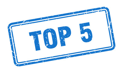 top 5 stamp. square grunge sign on white background